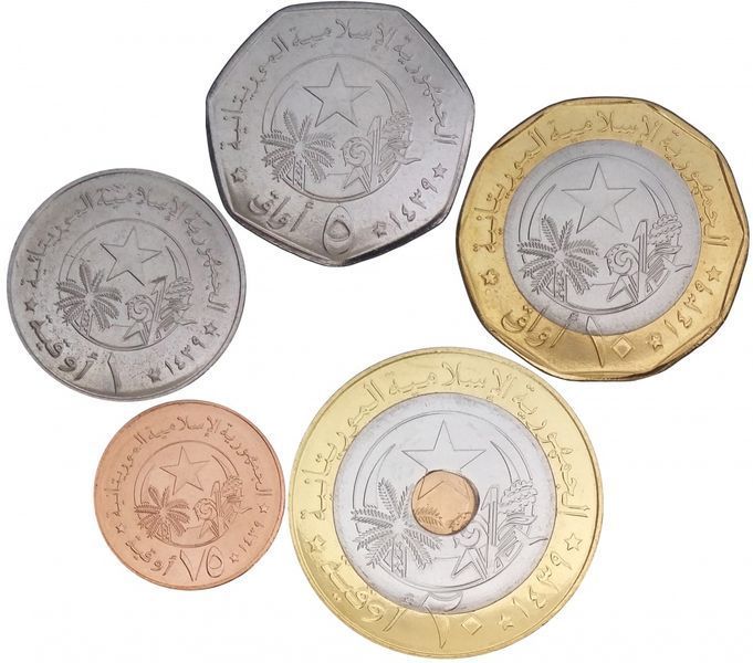 Мавритания набор из 5 монет 2017 UNC 1/5, 1, 5, 10, 20 угий М08621 фото