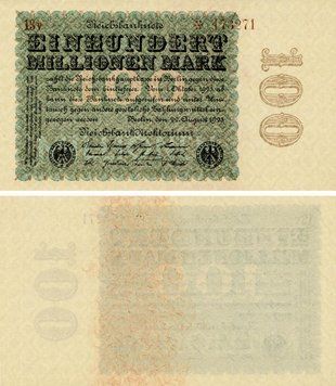 Banknote Germany 100,000,000 marks 1923 AU-UNC 100 Millionen (P107b)