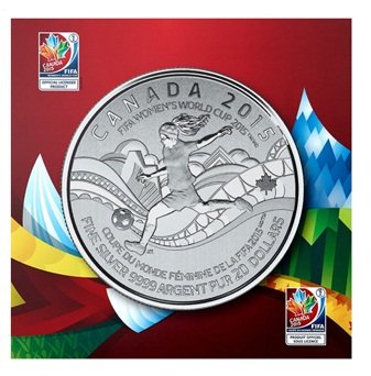 Canada 20 dollars 2015 "Women's Football World Cup" UNC Silver