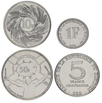 Бурунді набір з 4 монет 1980-2011 UNC 1, 5, 10, 50 франків М06845 фото