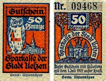 Banknote Germany Notgeld 50 pfennig 1922 F-VF Uelzen