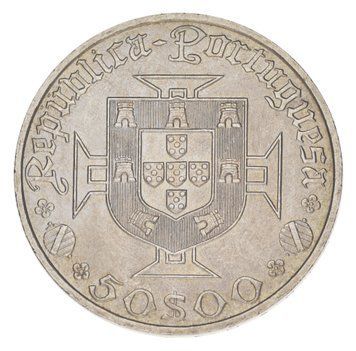 Монета Португалия 50 эскудо 1969 Серебро UNC 500 лет со дня рождения мореплавателя Васко да Гама