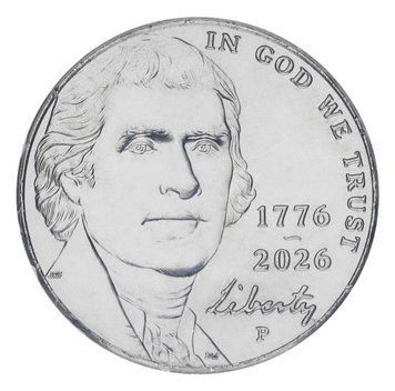 Монета США 5 центів 2026 UNC P 250 років незалежності США (1776-2026) М24926 фото