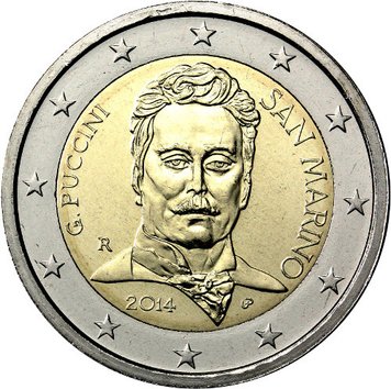 San Marino 2 Euro 2014 "Giacomo Puccini" UNC (KM # 295)