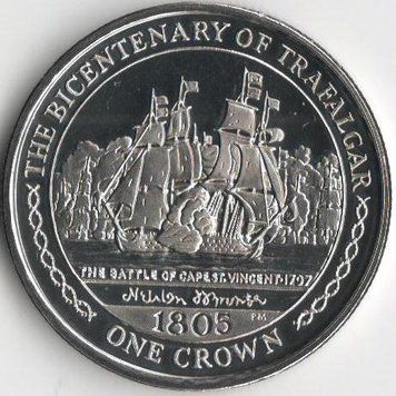 Монета Острів Мен 1 крона 2005 UNC &laquo;Трафальгарська битва&raquo; Різновид 7 (KM#1279) М08252 фото