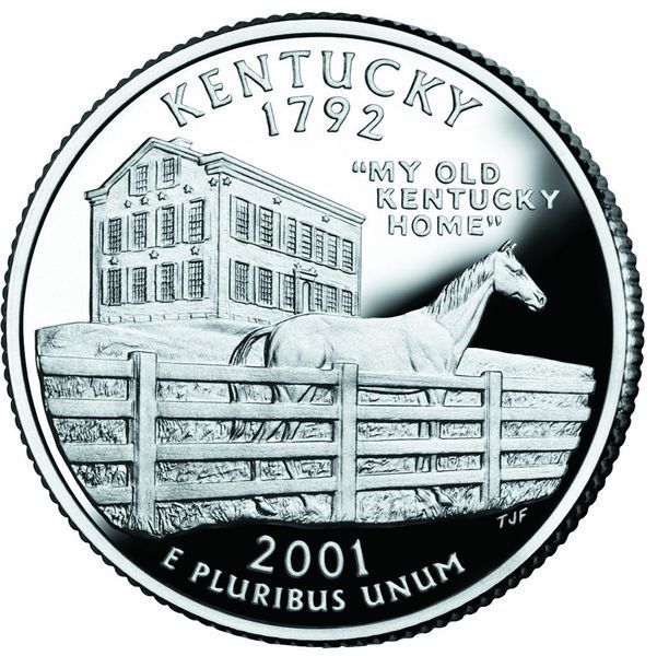 Монета США 25 центів (квотер) 2001 P &laquo;Штати і території - Кентуккі&raquo; UNC (KM#322) М01434 фото