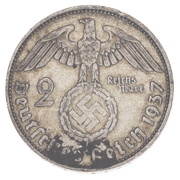 Монета Германия 2 марки 1937 Серебро F-VF E (KM#93) М17070 фото