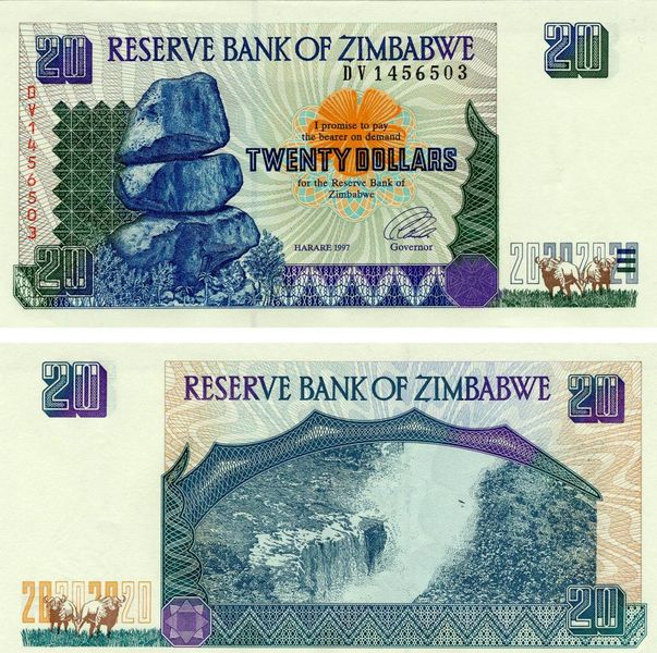 Zimbabwe $ 20 1997 UNC (P7)