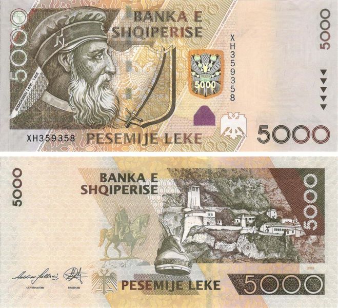 Албанія 5000 леків 2013 UNC (P75b) Б09230 фото