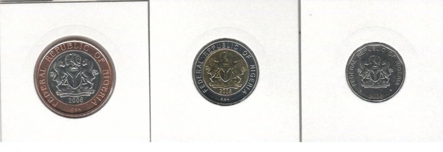 Набор монет Нигерия набор из 3 монет 2006 UNC 50 кобо, 1, 2 найра М06440 фото