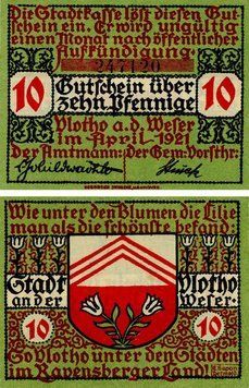 Banknote Germany Notgeld 10 pfennigs 1921 F-VF Hannover