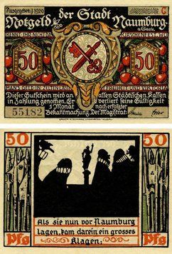 Banknote Germany Notgeld 50 pfennig 1920 F-VF Naumburg