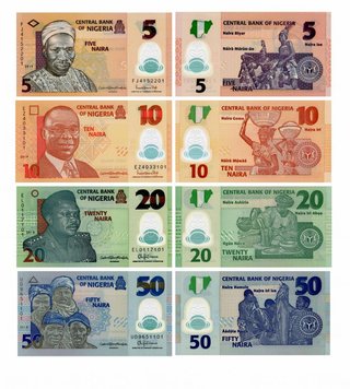 Nigeria set of 4 banknotes 2018-2019 Polymer UNC 5, 10, 20 50 naira