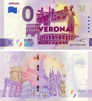 Банкнота Італія 0 ЄВРО 2025 UNC Верона Б22027 фото
