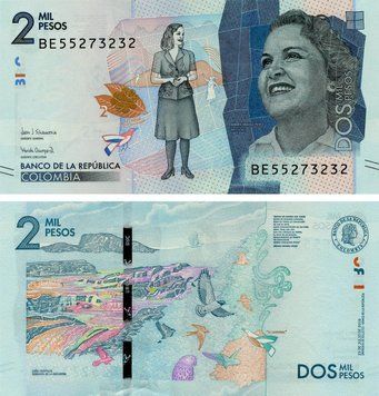 Банкнота Колумбия 2000 песо 2019 UNC Птицы (P458) Б19472 фото