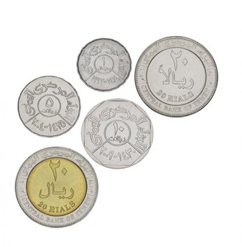 Yemen set of 5 coins 1993-2009 UNC 1, 5,10, 20 riyals, 20 riyals commemorative bimetal