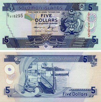 Banknote Solomon Islands 5 dollars 2009 UNC C / 7 Prefix (P26)