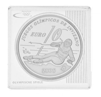 Монета Іспанія 10 євро 2005 Срібло Proof XX зимові Олімпійські ігри в Туріні 2006 року - Лижі М15223 фото