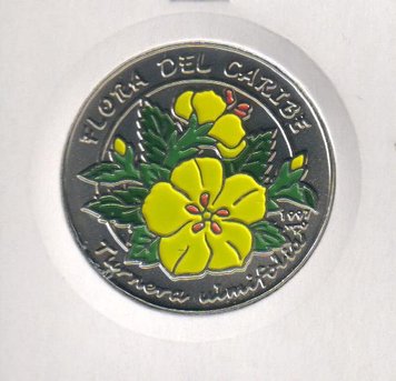 Cuba 1 peso 1997 Caribbean Flora - Turner Ulmifolia UNC (KM # 620)