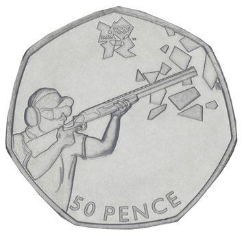 Монета Велика Британія 50 пенсів 2011 UNC XXX Літні Олімпійські ігри 2012 у Лондоні &ndash; Стрільба М21164 фото