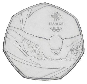 Монета Великобританія 50 пенсів 2016 &laquo;Олімпіада в Ріо - Команда Великобританії&raquo; UNC М05182 фото