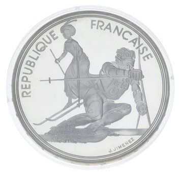 Монета Франція 100 франків 1990 Срібло Proof XVI Зимові Олімпійські ігри 1992 в Альбервілі - Слалом М23299 фото