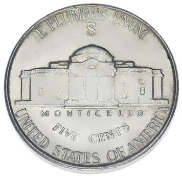 Монета США 5 центів 1945 VF-AU S М18358 фото