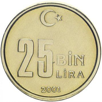 Туреччина 25000 лір 2001 UNC М10235 фото