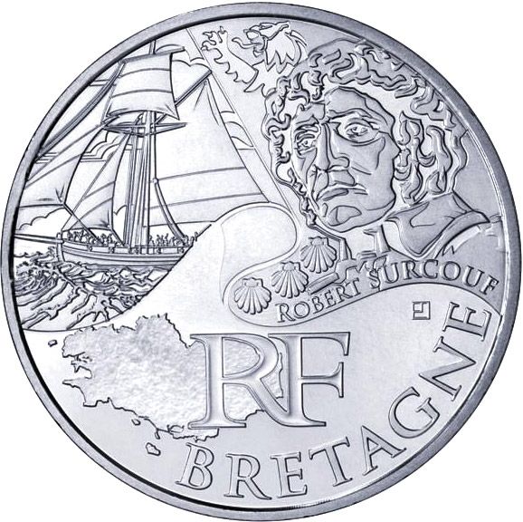 France 10 euro 2012 "Regions of France - Brittany" UNC Silver (KM # 1866)