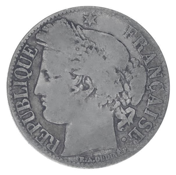 Монета Франция 1 франк 1872 Серебро F-VF М17786 фото