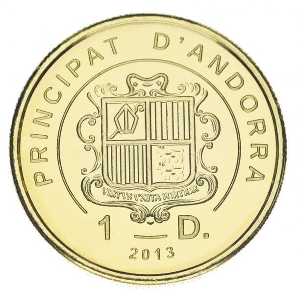 Андорра 1 динар 2013 UNC М15563 фото