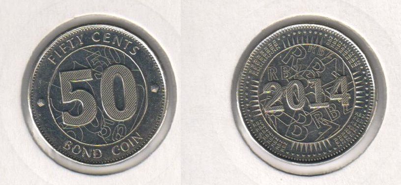 Zimbabwe 50 cents 2014 UNC (KM # 20)