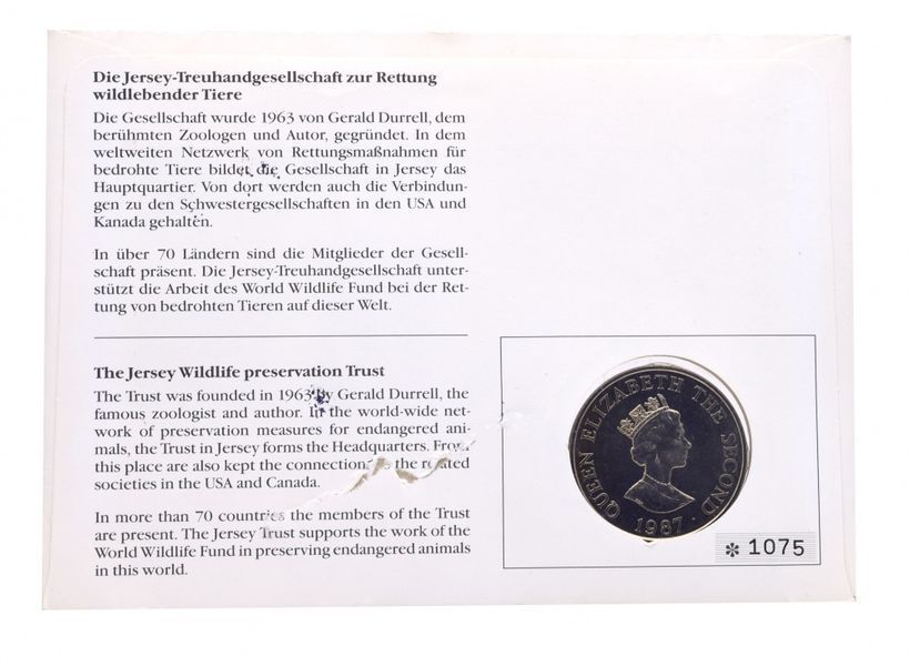 Монета Джерси 2 фунта 1987 UNC Птицы В конверте М15073 фото
