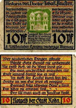 Banknote Germany Notgeld 10 pfennig 1921 F-VF Stadtrode
