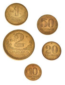 Набір монет Бразилія набір з 5 монет 1942-1956 VF-AU 10, 20, 50 сентаво, 1, 2 крузейро М16875 фото