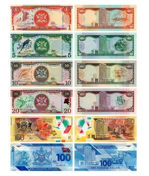 Trinidad and Tobago set of 6 banknotes 2006-2019 UNC 1, 5, 10, 20, 50, 100 dollars