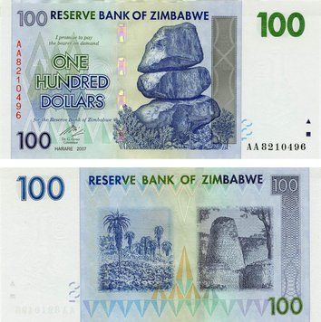 Zimbabwe $ 100 2007 UNC (P69)