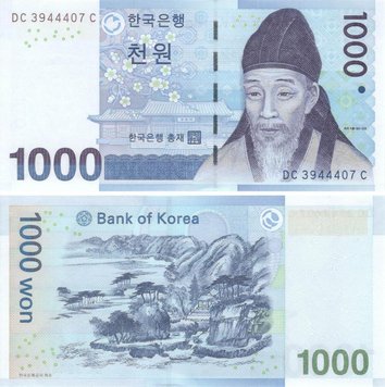 Южная Корея 1000 вон 2007 UNC (P54) Б06653 фото