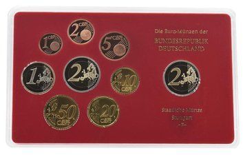 Набір монет Німеччина набір з 9 монет євро 2010 UNC F 1, 2, 5, 10, 20, 50 євроцентів, 1, 2 євро, пам'ятна 2 євро Блістер М22727 фото