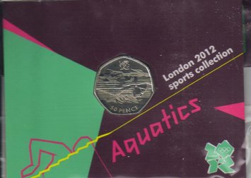 United Kingdom 50 pence 2011 Olympics 2012 - Swimming UNC blister (KM # 1166)