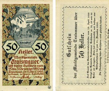 Banknote Germany Notgeld 50 pfennig 1920 F-VF Treismauer