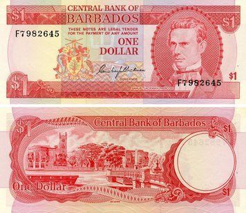 Банкнота Барбадос 1 долар 1973 UNC (P29) Б23665 фото