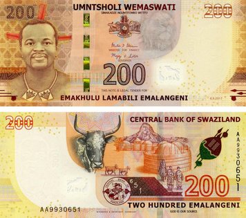 Swaziland 200 Lilangeni 2017 UNC Lion Bull (P43)