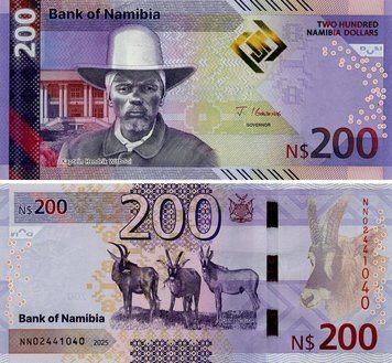 Банкнота Намібія 200 доларів 2025 UNC Тварини - Кінські антилопи (PW24) Б23473 фото