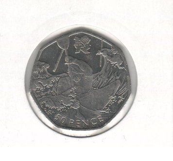 Монета Великобританія 50 пенсів 2011 &laquo;Олімпіада 2012 - Гребля на каное&raquo; VF (KM#1172) М07257 фото
