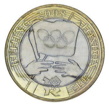 Монета Великобританія 2 фунта 2012 &laquo;Олімпіада Пекін 2008 - Лондон 2012&raquo; UNC (KM#1106) М02846 фото