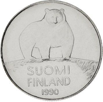 Фінляндія 50 пенні 1990 UNC Ведмідь М14307 фото