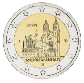 Монета Німеччина 2 євро 2 021 Біметал UNC J Федеральна земля Саксонія-Ангальт. Магдебурзький собор М16521 фото