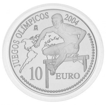 Монета Іспанія 10 євро 2004 Срібло Proof XXVIII літні Олімпійські Ігри в Афінах 2004 року - Біг з бар'єрами М15224 фото