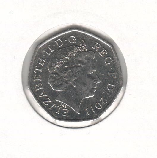 Coin United Kingdom 50 pence 2011 Olympics 2012 - Canoeing VF (KM # 1172)